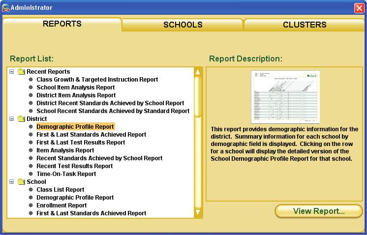 Reports The District Application offers a wide variety of reports, which provide the information schools need to meet today s high accountability standards.