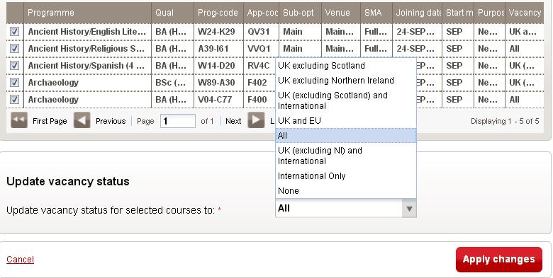 Click on the Add selected to list button and the courses selected will then be listed in the Selected pane. 4.