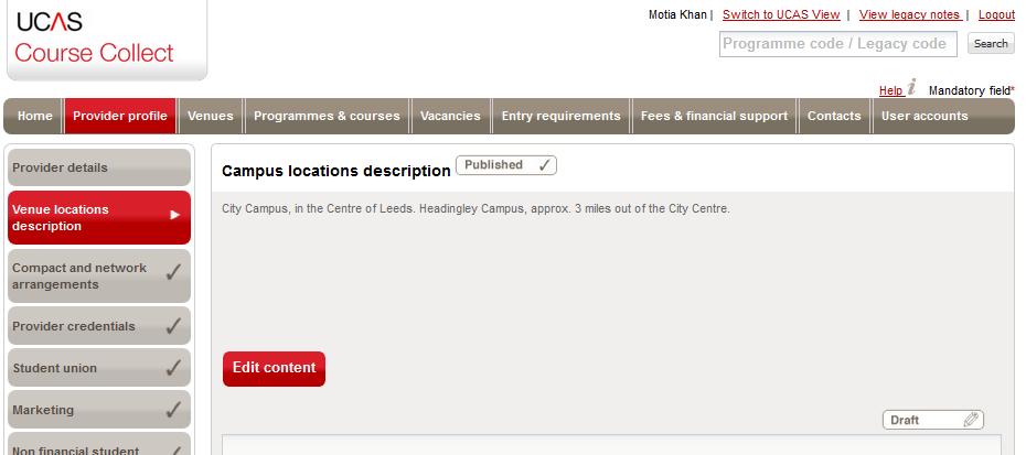 3.1.2 Edit venue location descriptions The venue locations section is used to add and edit information about the venue locations such as the distance