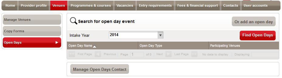 3.2.4.3 Edit details of an open day To edit the details of an open day: 1. Search for the details of the open day as per Section 3.2.4.1. 2. Edit the information as required.