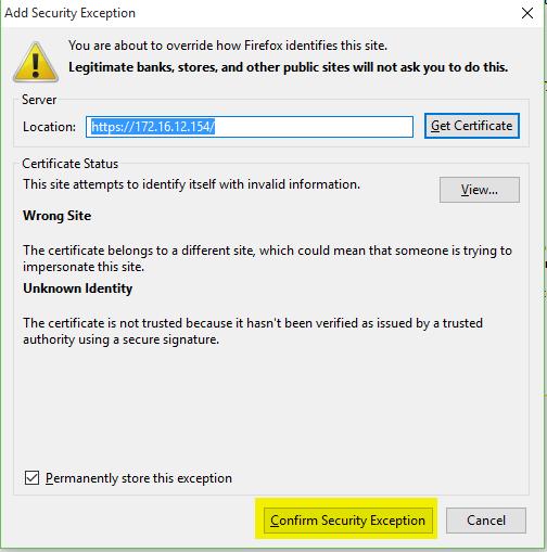 And then click Confirm Security Exception 8.