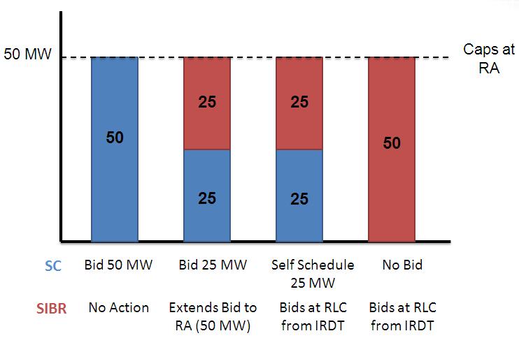 7.1 NRS-RA SIBR Example 1: Day Ahead Market without Outages Figure 8 provides an example of the actions taken by SIBR in the Day Ahead market without outages.