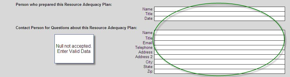 Figure 40: Example Blank Admin Info Tab of a Submitted RA Plan.