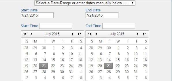 When selecting the Card Update option, the merchant is presented with a calendar for date range: The following filter options