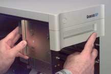 Adjust CD-ROM drive fit Tighten the CD-ROM drive securing screws to retain the adjustment.