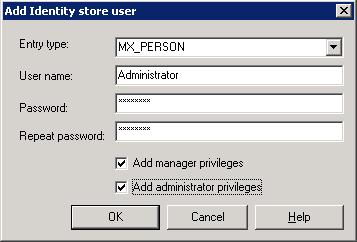 This will open "Add Identity store user" dialog box. Enter user name and password for the user.