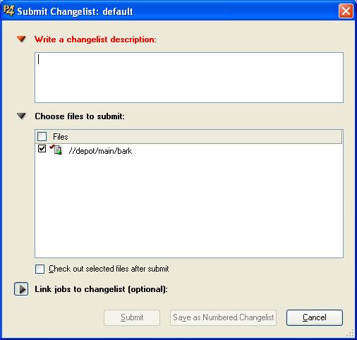 Double-click the changelist in which your file is open. P4V displays the details, as shown in the following figure. 3.