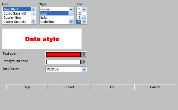 When you click on the FONT button, you will see a more or less traditional Windows Font selection dialog box where you can set a different font, a different font size, a