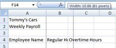 ADJUSTING COLUMN (OR ROW) WIDTH A column s width can range from 0 to 255 characters and there are several methods of adjusting