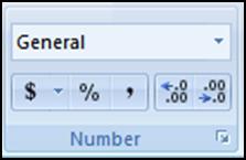 Number Formatting This includes displaying numbers with percent symbols, dollar signs, commas, and the number of places to display to the right of the decimal