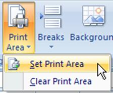 Set Print Area Method This method is useful if whenever you print, you will always be printing just a specified area rather than the entire sheet. 1. Highlight the area to be printed. 2.