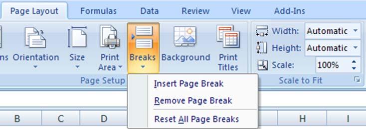 Click the Page Layout tab. 3. Click the Breaks button. 4. Select Insert Page Break.