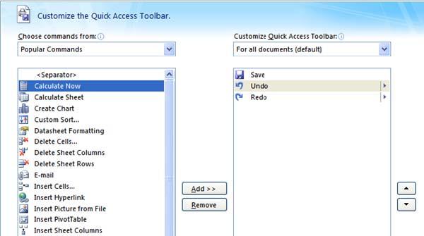 The Quick Access Toolbar This is the only customizable toolbar in Excel.