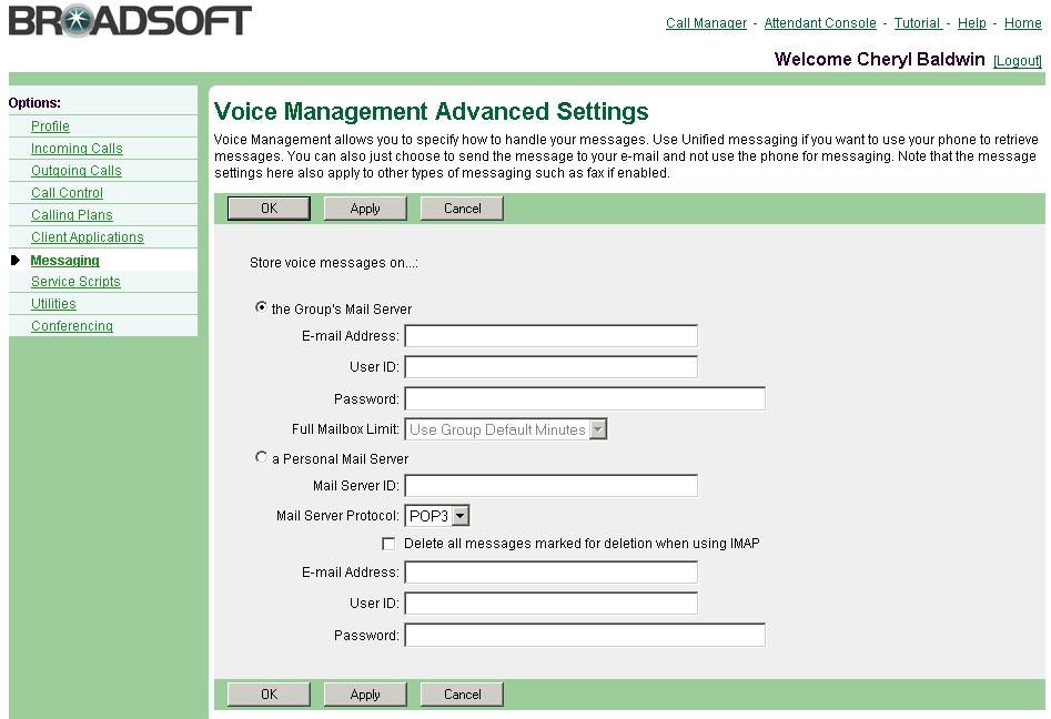 8.6.2 Configure Advanced Settings for Voice Management Use this procedure to configure advanced voice management settings.