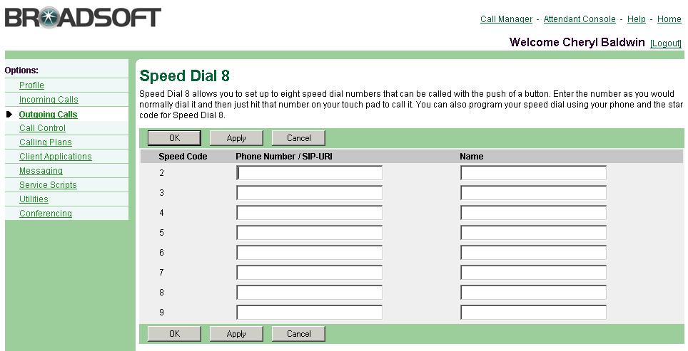 Figure 60 Outgoing Calls Calling Line ID Delivery Blocking 1) On the User Outgoing Calls menu page, click Line ID Blocking. The User Calling Line ID Delivery Blocking page appears.