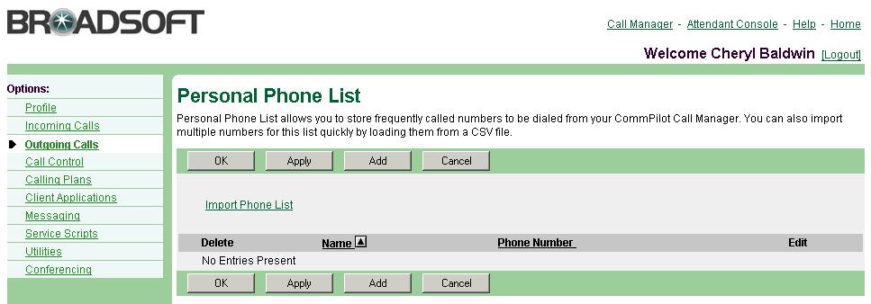 NOTE: Whenever you add, delete, or modify an entry on the list, the call entries are sorted automatically, in alphabetic order. 4.10.