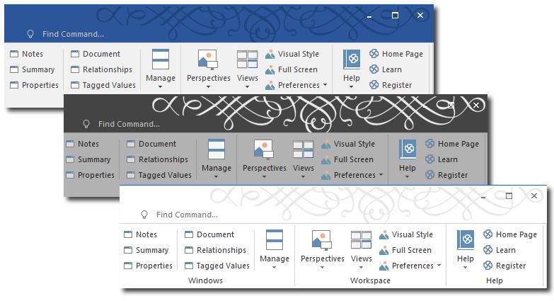 Visual Styles It is possible to change the overall style and color of the Enterprise Architect user interface to match the standard styles (or themes) of a number of Microsoft Office and Visual