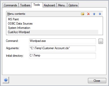 Open External Tools When configuring custom tools in Enterprise Architect, by selecting 'Start > View > Visual Style > Customize > Tools', you can: Specify the custom tool (application) using the