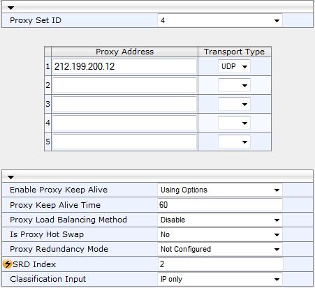 SBC Architecture Options & Configuration Examples 4.1.11.1.3 Step 3: Add Proxy Set for Redundant SIP Trunk You need to add a Proxy Set for the redundant SIP Trunk. To add a Proxy Set: 1.