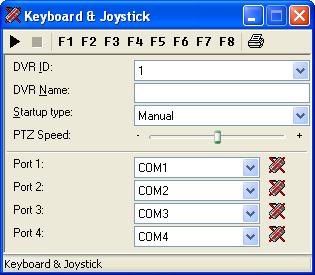 Figure 9 The controls in the Keyboard & Joystick controller dialog box: Name Description DVR ID Selects the desired DVR ID for connection. DVR Name Gives the login DVR a descriptive name.