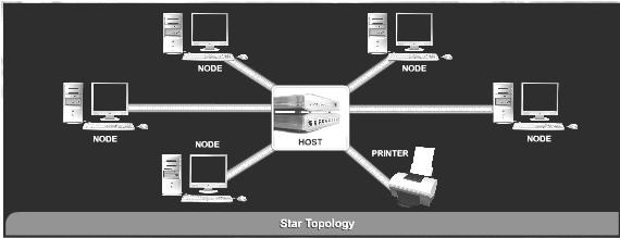 setting A star network must have a host which acts as the centre The host can be a server, hub or router In a star