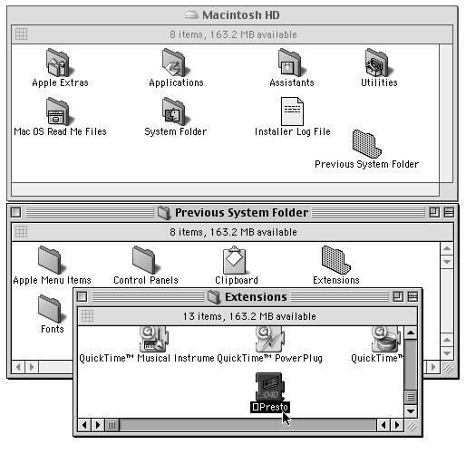 Locate and double click the icon for the hard drive you selected for the installation of Mac OS 8; a window will appear showing the contents of the hard drive.