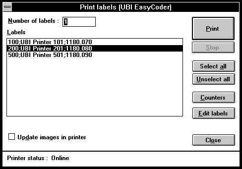 PRINT YOUR FIRST LABEL USING UBI LabelShop Check that the serial interface cable is properly connected between your PC and your printer. Turn the printer ON.