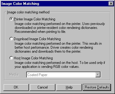 HP DesignJet Printing Guide HP DesignJet Driver Information for Windows 95 44 Color Control No Color Adjustment This allows color values to be passed to the printer unmodified.