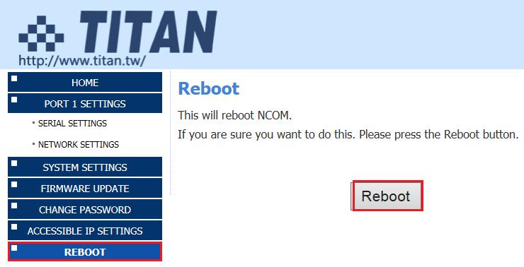 6.6 Reboot You can click Reboot to