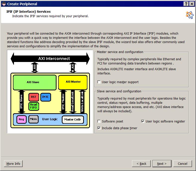 Using the CIP Wizard 7. On the IPIF (IP Interface) Services page, indicate the IPIF services for your peripheral.