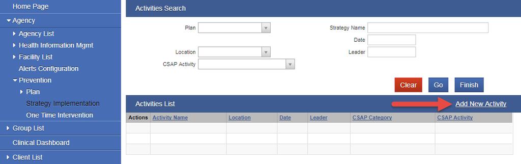 8. On the Activities List screen, click Add New Activity. 9. Complete the Recurring Strategy Activity Profile fields.