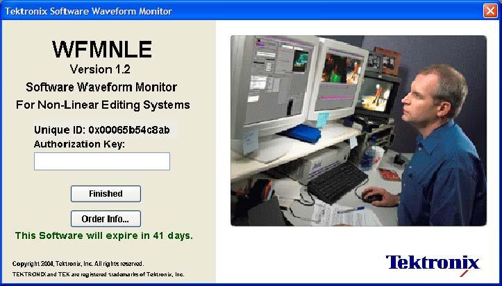 Getting Started Licensing the WFMNLE Software During the free 60-day trial period, the authorization window shown in Figure 1 appears when you start the WFMNLE application.