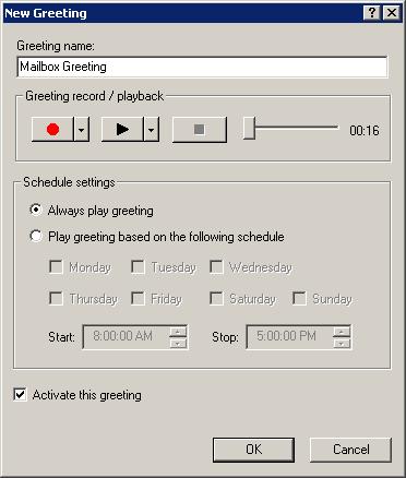 100 FaxTalk Multiline Server 9.0 Click Greeting Manager. 5. On the File menu, click New. Figure 6-7 New Greeting 6. 7. 8. 9. 10.