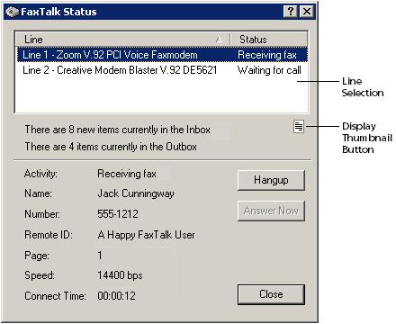 Chapter 4 - Using FaxTalk Multiline Server 69 screen.