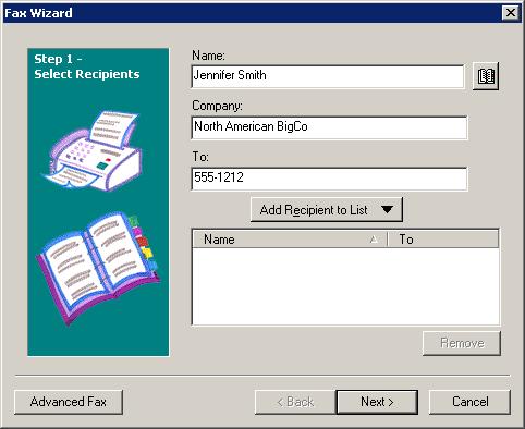82 FaxTalk Multiline Server 9.0 Figure 5-4 Fax Wizard - Select Recipients The recipient information entered is displayed on the coversheet if included.