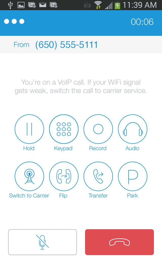 F RingCentral calls fwarded to your Mobile App with VoIP Off, use these key shtcuts: Tab on the photo to access the settings of your