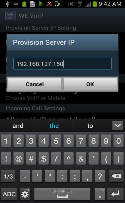 Application Icon added to the home screen of a Galaxy S3 Step 3 On the application home screen tap on Provision Server IP and enter the IP address provided by the Network