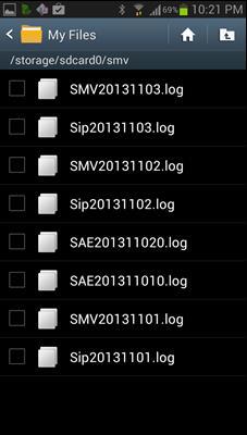 Go to /storage/sdcard0/smv folder to access the log. 4.