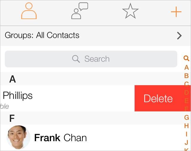 Contacts Deleting a contact Search bar and tapping on the contact. 3. Tap Edit. 4. Complete the contact details. 5. Tap Save.