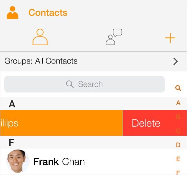 The softphone number will show beside Bria Mobile in the native ios contacts.