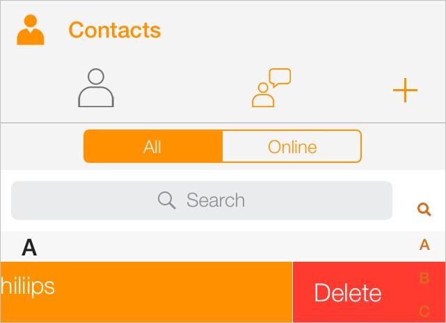 Go to the Contacts tab on the resource panel and tap Buddies. 2. Swipe the entry you want to delete to the left. 3. Tap Delete.