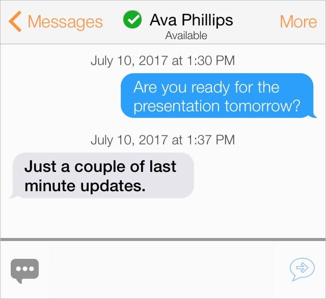 Tap inside the message area, type your message, and tap Send. Bria Mobile sends the IM. With the release of ios 10.