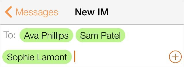 Presence and messaging XMPP group chat 5. Tap on the Buddies you want to add to the group chat. An orange check mark appears on top of their avatar. 6. Tap Done when you finish selecting Buddies.