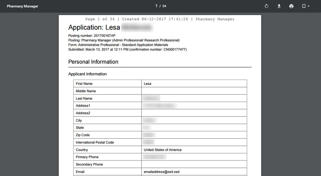 Posting Viewing Multiple Applications Note: You will see the Personal Information,