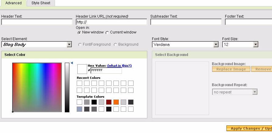 Customizing Your Template 21 Select Element You can select an element of your template that you want to customize.