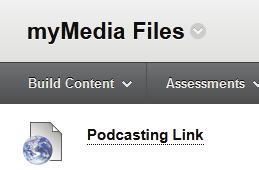 7. Your Web URL for mymedia podcasting will appear in the folder you