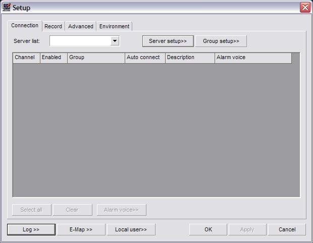 Setup To enter the Unisight DVR Client setup select the Setup button. (Fig.