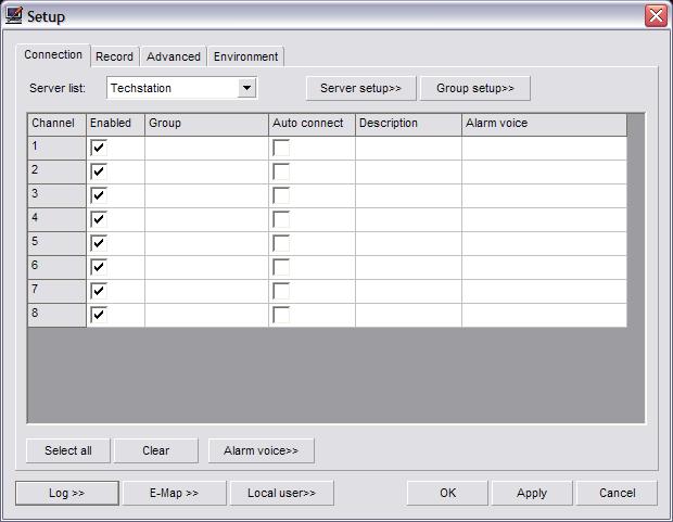 Connection Tab Unisight Digital Technologies The Server List drop down box will display per-server Connection Options. (Fig.