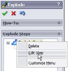 Rightclick on Explode Step1, and select Edit Step. Change the distance to 70mm, and click Apply.