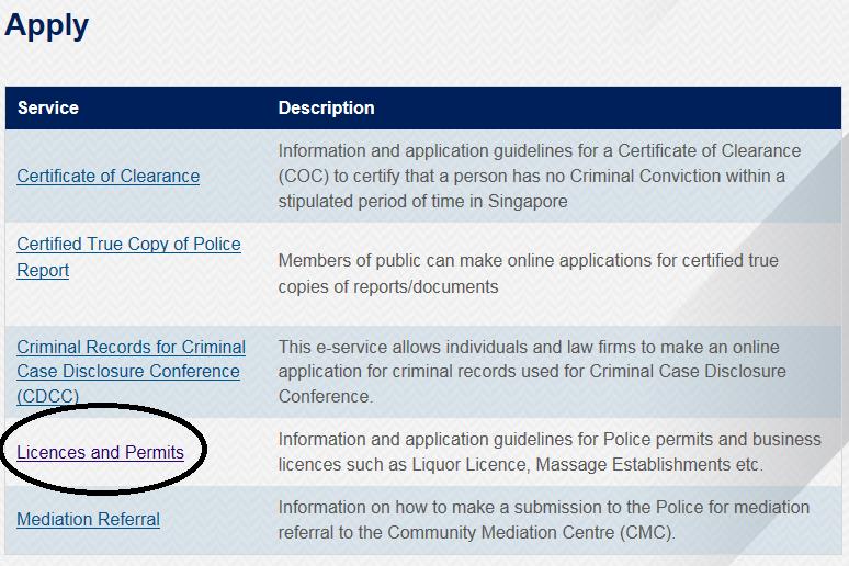 Checking on Licence Information 1) Proceed to www.police.gov.